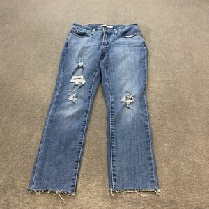 Levis 711 Skinny Jeans Womens‎ 27 Blue Distressed Denim Altered 24" Inseam Boho